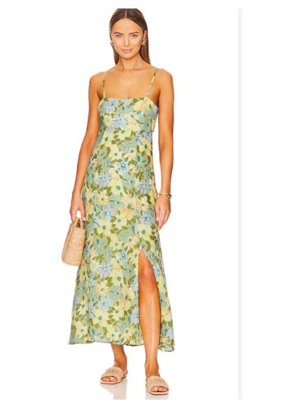 NWT Faithfull the Brand Tagliatelle Linen Midi Dress